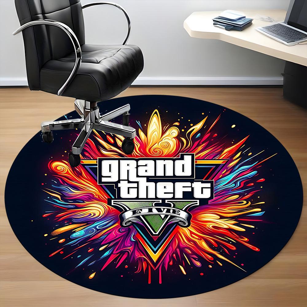 GTA V Office Round Area Rug,  Under Office Chairs Bedroom Living Room Home Decor a0908146