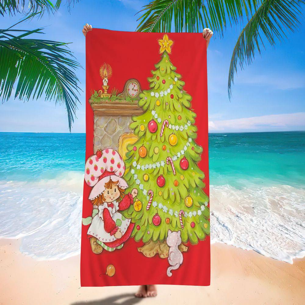

Cartoon Strawberry Shortcake Bath Towel Microfiber Soft Water Absorbing Breathable For Girl Kids Decorative Cartoon Beach Towel W30*H60(CM)