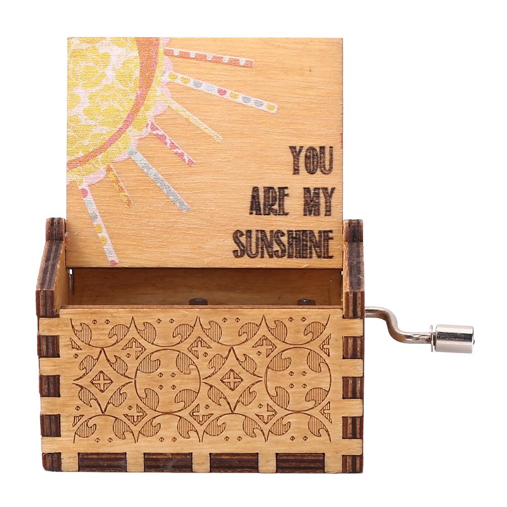 Vintage Hand Crank Music Box Hand Cranked Music Box Engraved Retro Hand Cranked Cute Boxes Unique Gifts for Valentine Day