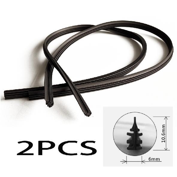 26” 6mm Car Rubber Frameless Windshield Wiper Blades Refill Strip Universal 2Pcs