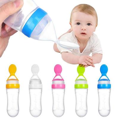 90ML Silicone Safety Food Rice Feeder With Spoon Milk Bottle Feeding Bottle