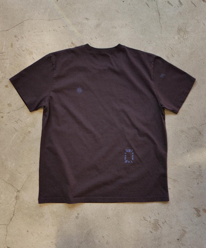 SLOWACID Washed Stamp Short Sleeve T-Shirt [Dark Purple]