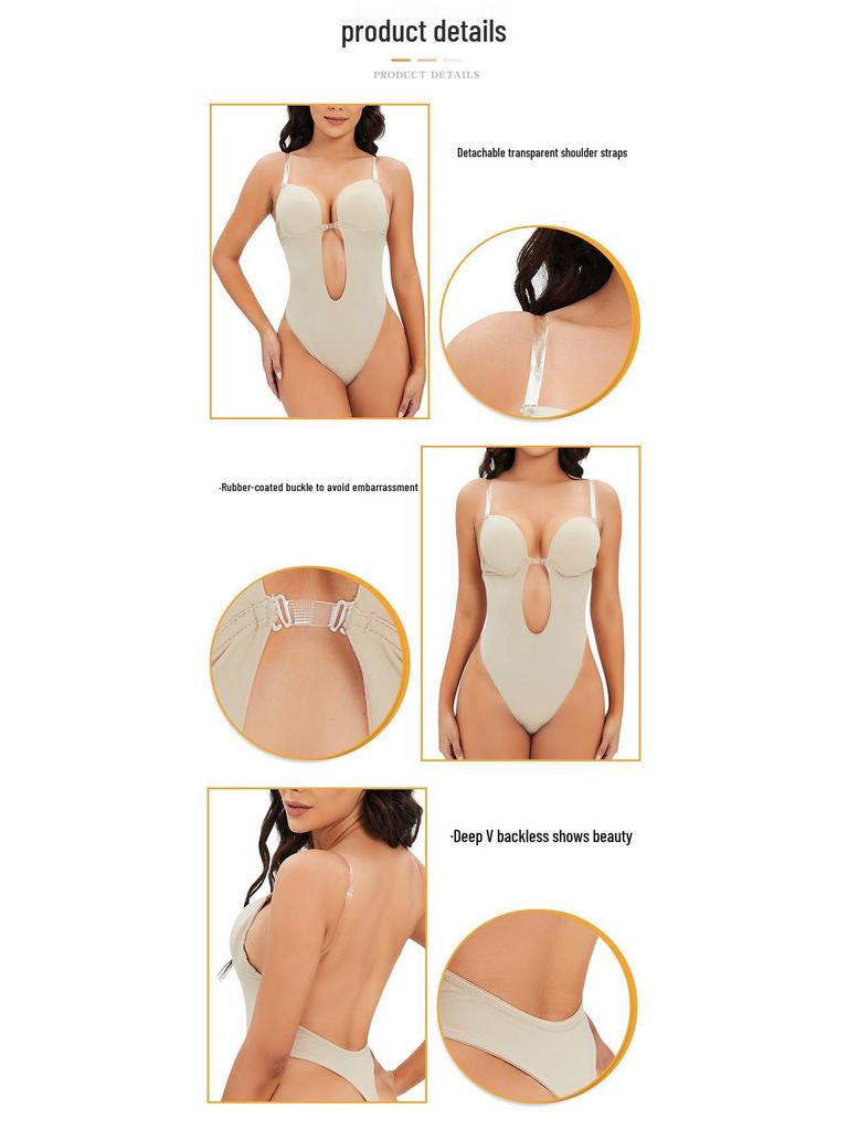 Sling Bra Transparent Bodysuit with Detachable Straps - Evening Shaper Corset Lingerie