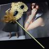 Stick Side Feather Flower Handheld Masquerade Masks With Holding Stick Festival Costume Party Translucent Half Face Mask Feather