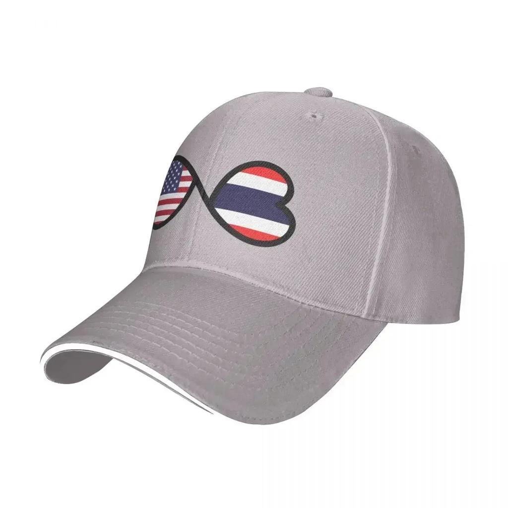 Thailand USA Infinity Hearts Flag, American Thai Baseball Cap Golf Cap Sunhat Men's Caps Women's