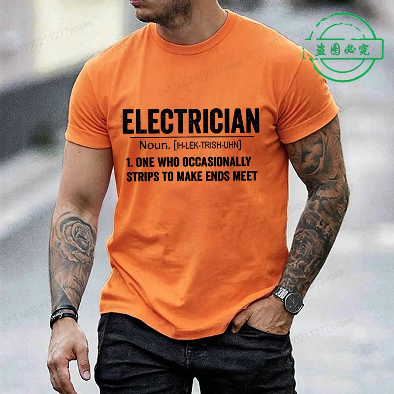 Unisexs Funny Tshirt Electrician Definition Print Shirts Short Sleeve Tee Tshirts Oversized Clothing Gift For Husband Unisex Papa