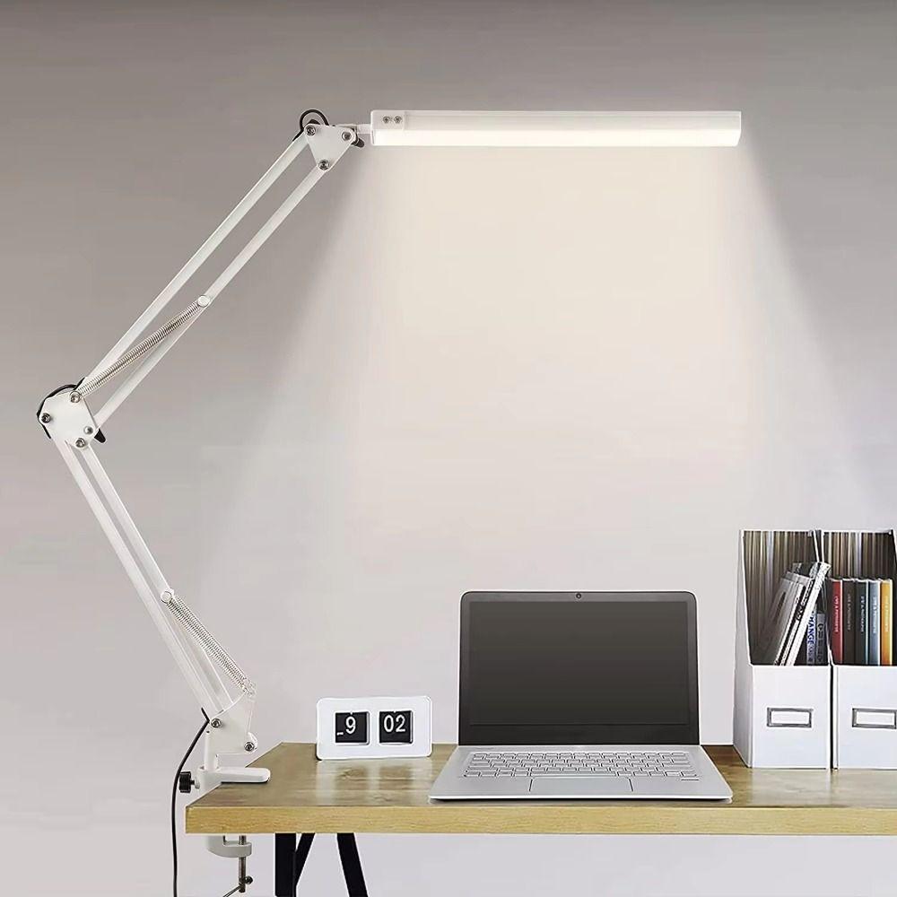 3 Lighting Modes LED Desk Lamp with Clamp Dimmable Swing Arm Desk Lamp Folding Clip on Light  Study