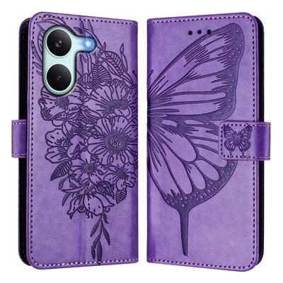 Hülle für Moto G17 - Leder/PU, Lila, Mit Lanyard