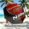 Custom Name Personalized Football Team Print Umbrella, Auto Open Close, 8‑Rib Sturdy Frame, Commute Camping Hiking Use, Birthday Gift