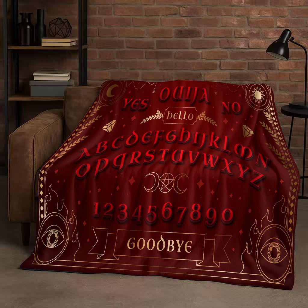 3D Retro Witch Spirit Ouija Board Flannel Blanket,Ultra Soft Warm Plush Throw for Home Bedroom Bed Sofa Cover Kids Gift Picnic