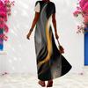 Women Plus Size V Neck Short Sleeve Gradient Printed Maxi Dress