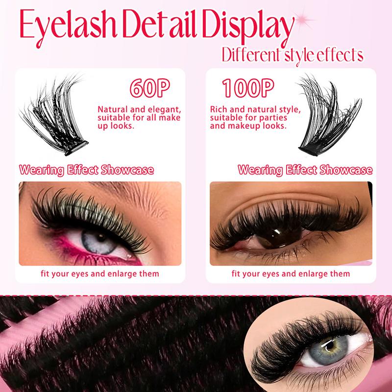 Cluster Lashes Kit Individual Lashes Volume Mixed Tray 3D Faux Mink Lashes Wispy Eyelash Extension Diy Makeup False Eyelashes
