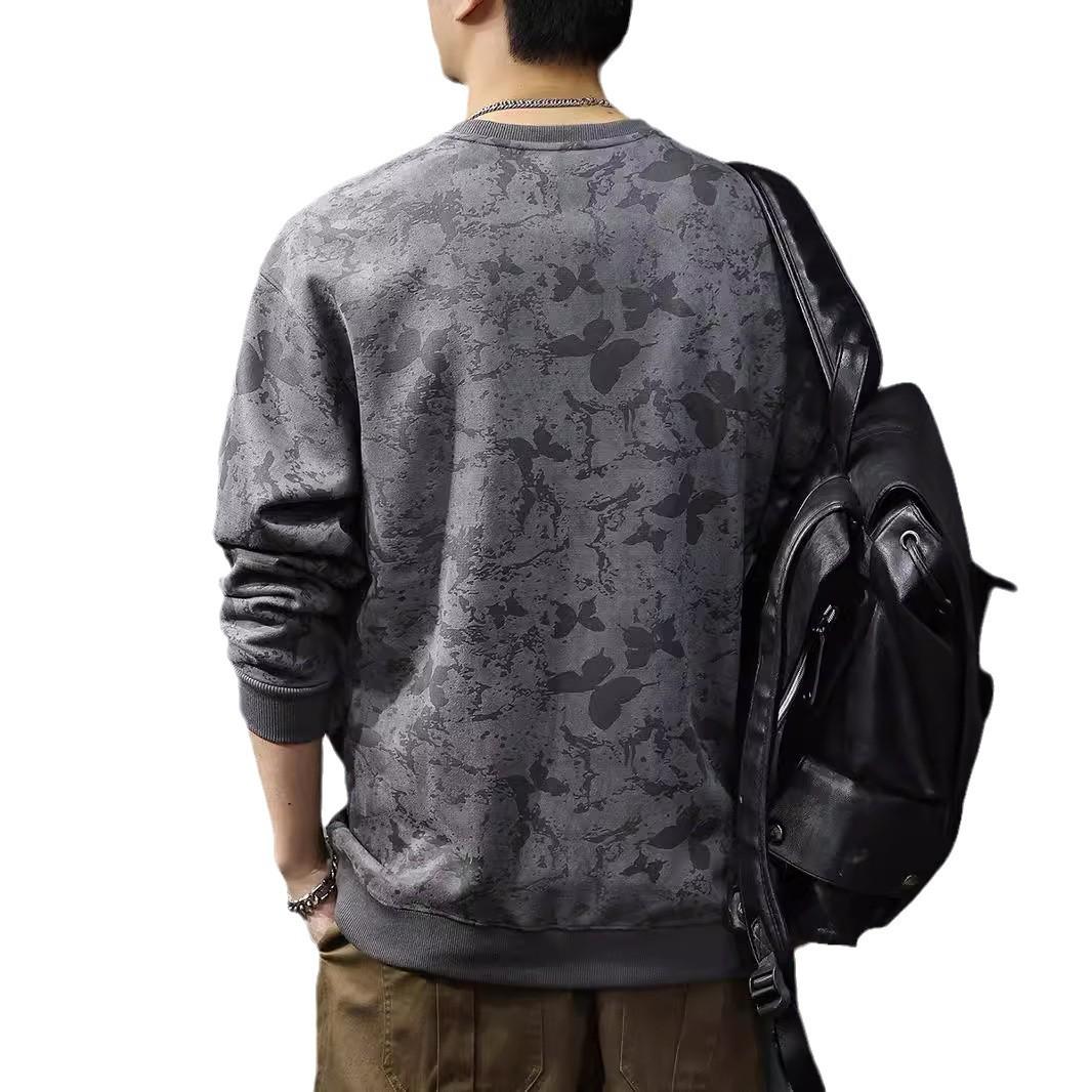 Осенний тяжелый замшевый свитер мужской американский модный бренд бабочка темный узор — фото 6