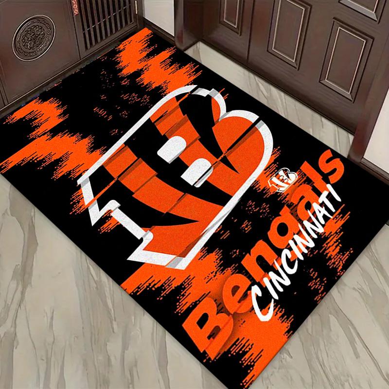 Tappeto Cincinnati Bengals per Soggiorno Camera da Letto Casa Decorazione Divano, Tappetino Antiscivolo per Giochi Bambini