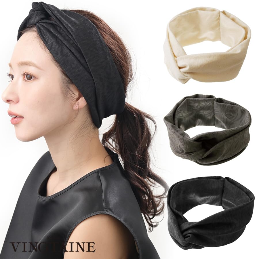 VINGTAINE Paisley Print Jacquard Stylish Hair Cute Gift for Headband, Weave, 2-Way Turban, Accessory, Adults, HB-135-IV