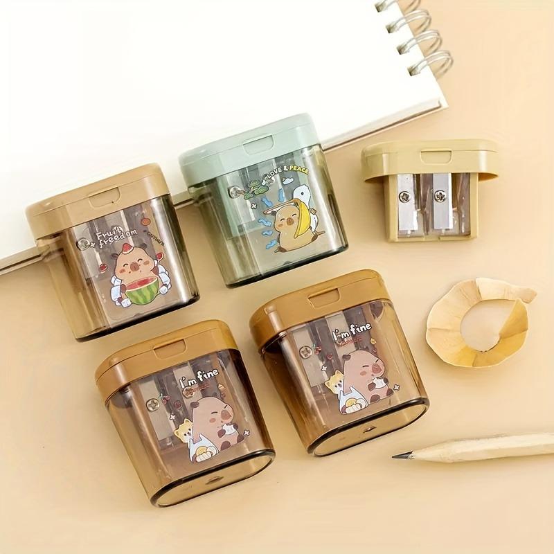 6Pcs Cartoon Pencil Sharpeners, Dual Hole for Thick & Thin Pencils, Cute Stationery & Nice Gift