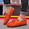 Herren Mokassins Fahrschuhe Komfort Leder Ballerinas Lässig Slipper Übergröße Farbe Weiß Erbsenschuhe Große Größe