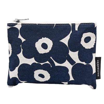 Marimekko Kaika Mini Unikko Pouch, Cotton, Dark Blue, 070529-851, Nordic Style, Makeup PouchSub-Bag, Fashionable and Cute [Used]