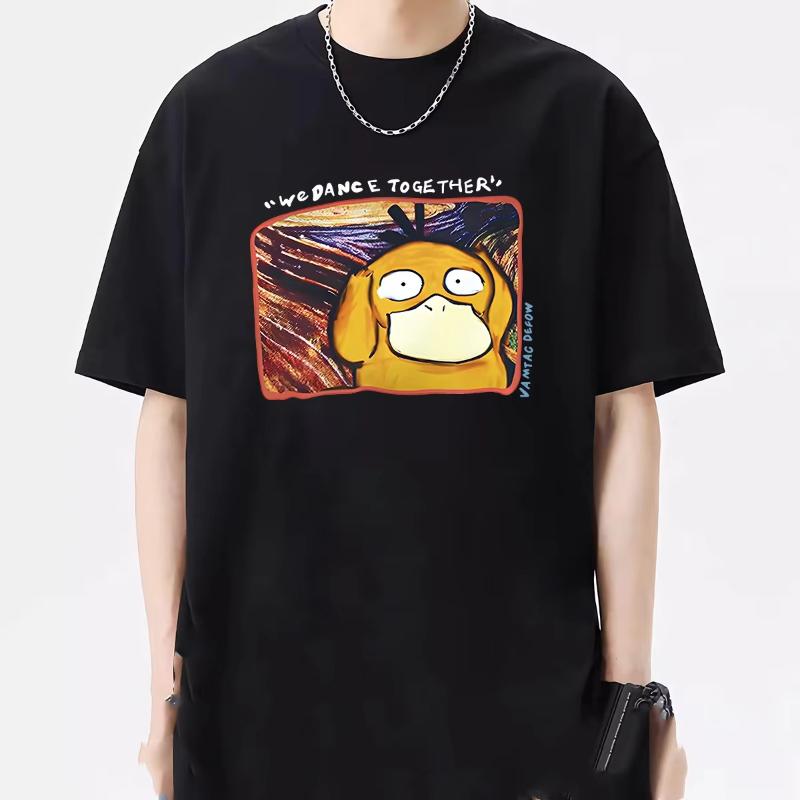 2025 Summer Poksammon Animation Brand 100 Cotton Gengar Printed Tshirt for Men and Children Harajuku Casual Short Sleeve Y2k