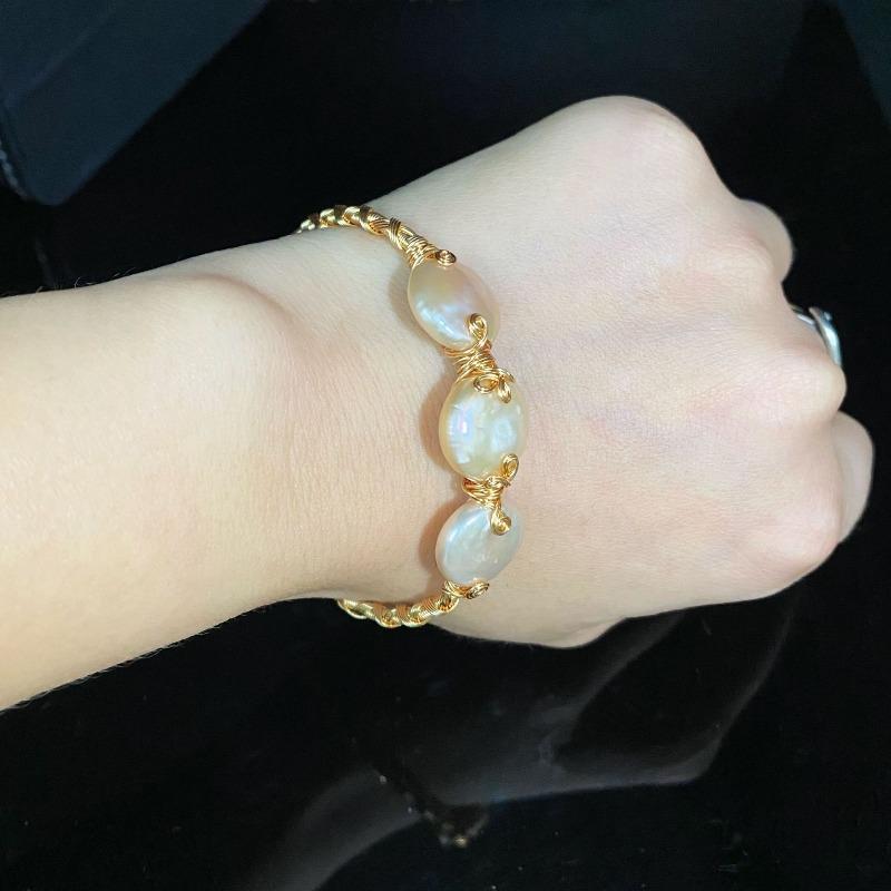 Natural Freshwater Pearl Bracelet Three Pearl Winding Hand Inlaid Bracelet