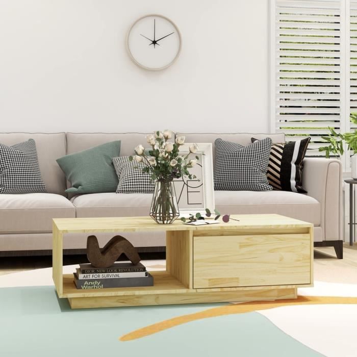 VidaXL Coffee Table 110x50x33.5 Cm Solid Pine Wood 809882