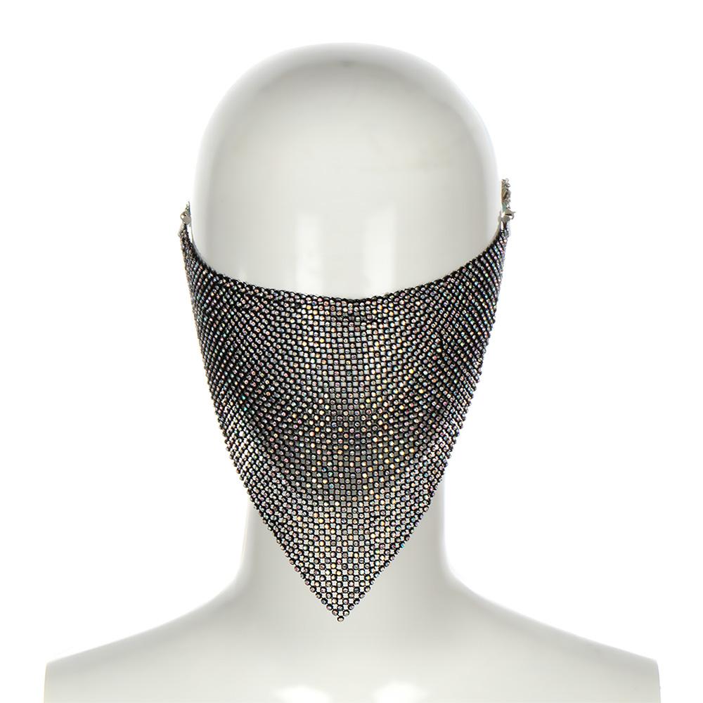 Bling Reticulated Rhinestone Night Club Party Adult Face Mask Vintage Trendy Crystal Mouth Mask Popular Dance Exotic Veil Masks