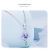 Silver Iris Gradient Oil Drip Pendant & S925 Sterling Flower Bracelet Beads