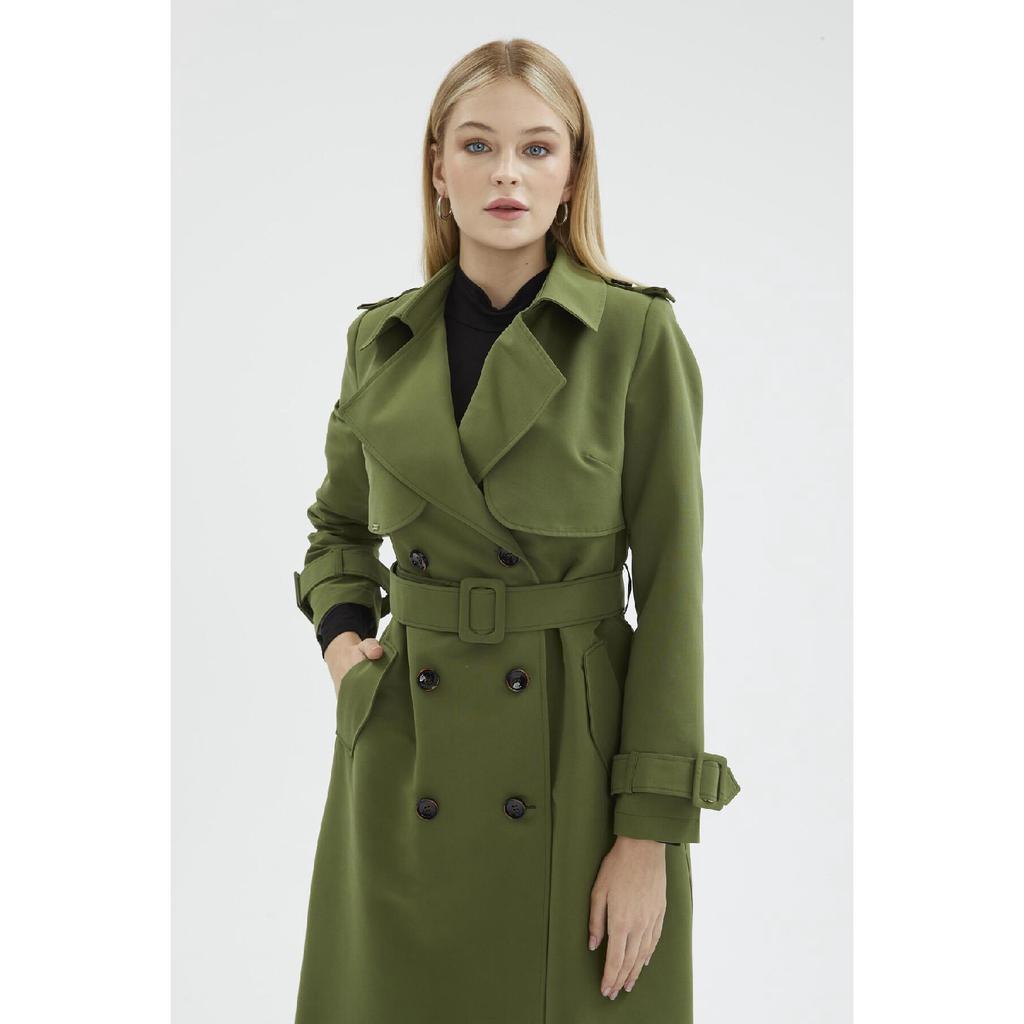 Jacket Collar Sleeve Detailed Mink Trench Coat 12667