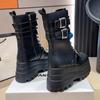 Fashion 9CM Chunky Platform Ankle Boots Women 2025 New Autumn Winter Motorcycle Boots Woman Thick Bottom Non Slip Leather Combat Boots