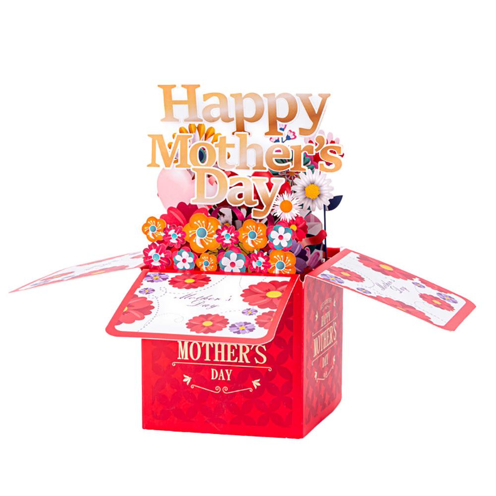

Mother‘s Day Father’s Day 3D Flower Bouquet Card Greeting Blessing Card Gift Box for Mom Dad with Message Card and Envelope