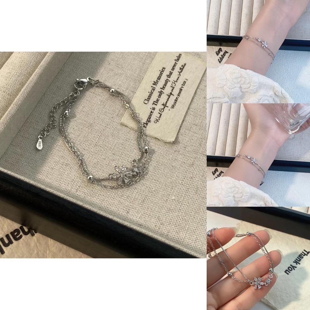 Stylish Floral Fresh Double Layer Bracelet For Women Ideal For Trendy Giving Gift