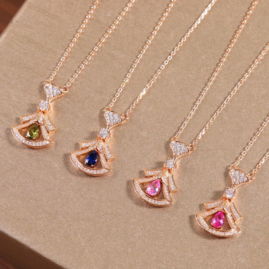 New Hot Brand Vintage Zircon Necklace Luxury Jewelry For Women Designer Pendant 925 Sterling Silver Lady Party Chain Necklaces