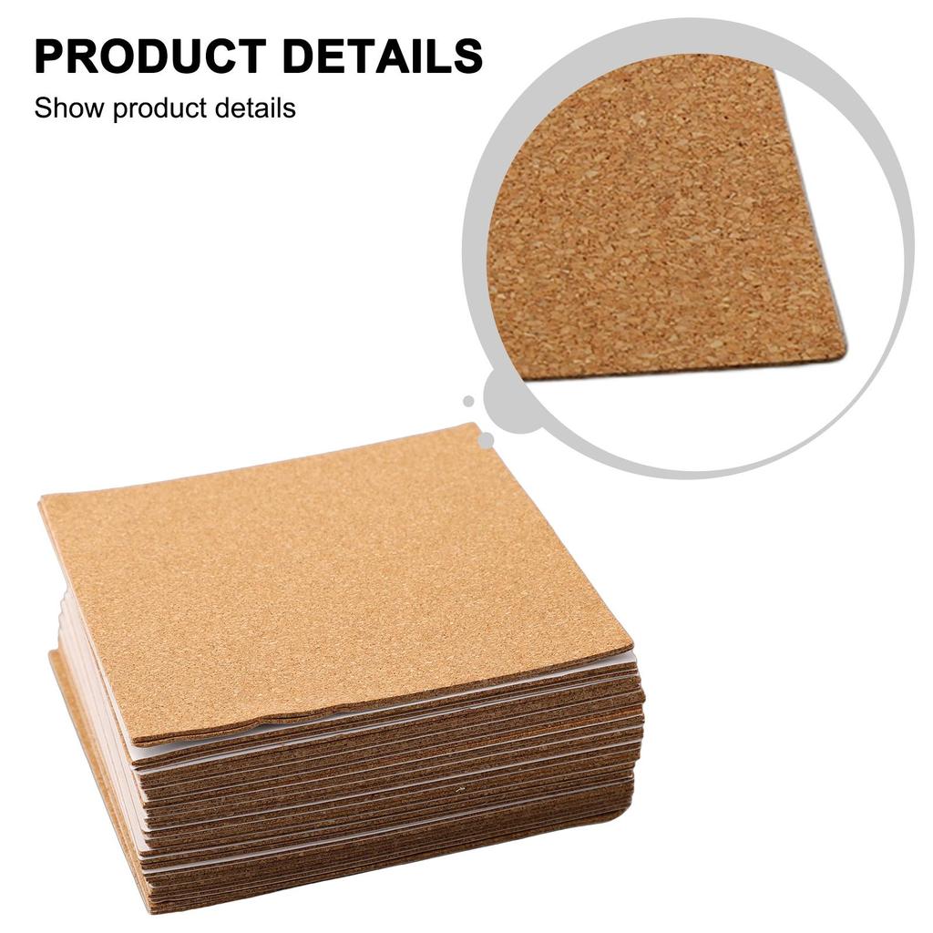 Square Cork Mat With Back Glue 100 X 100 X 1mm 40pc