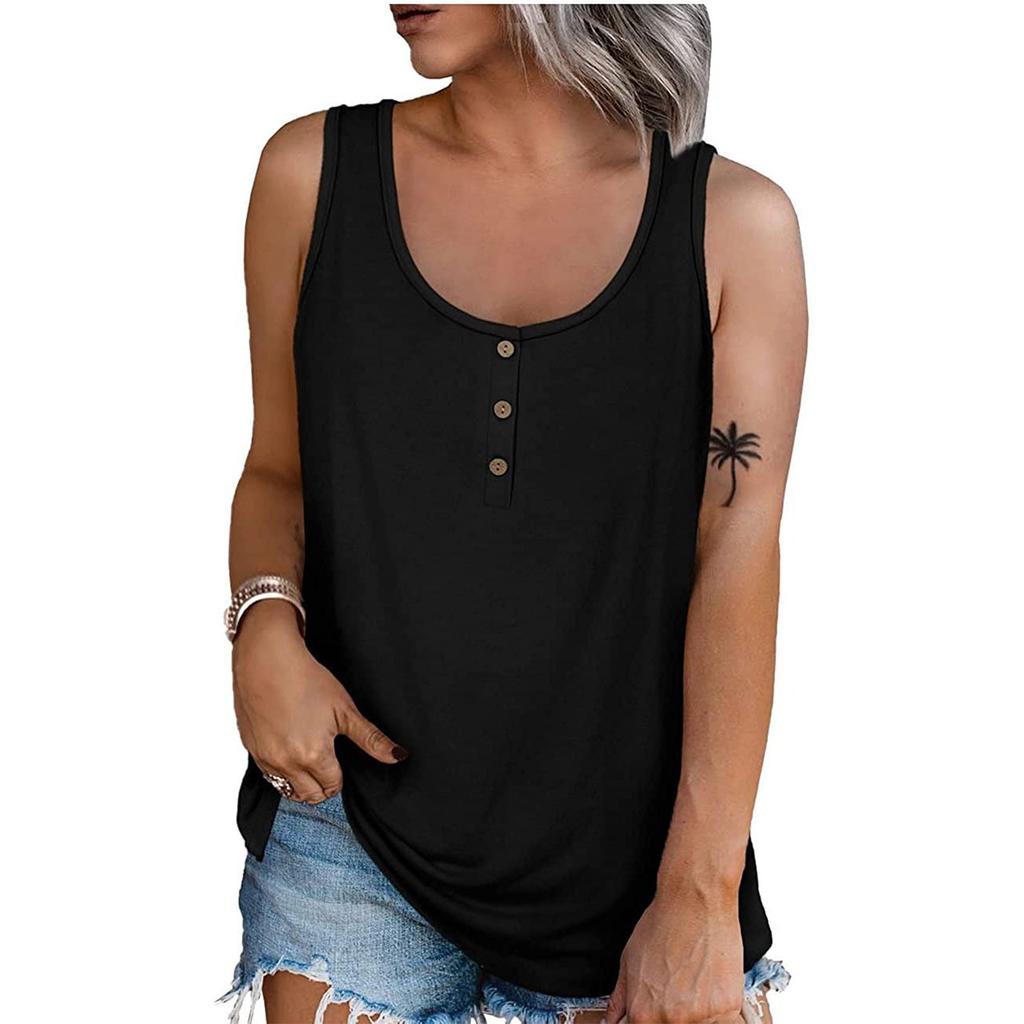 Women Summer 2022 Sleeveless Casual Solid Color O-Neck T-Shirt Tops Blouse