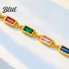 Exquisite Inlay Bracelet Women Adjustable Titanium Steel Gemstone Cuff Stylish