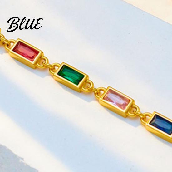 Exquisite Inlay Bracelet Women Adjustable Titanium Steel Gemstone Cuff Stylish