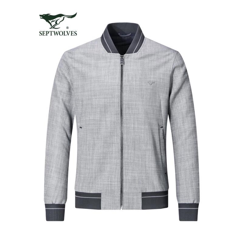 SEPTWOLVES Men's Casual Baseball Collar Blended Top