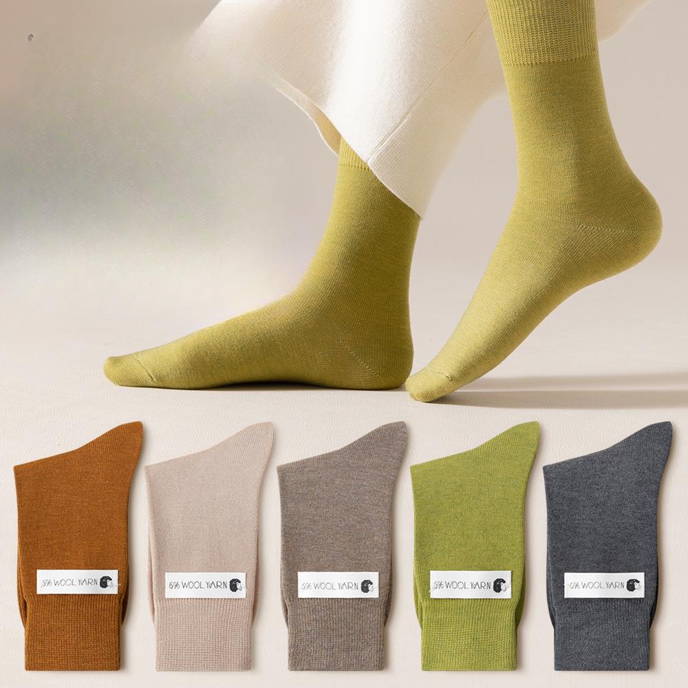 Ladies Fall and Winter Warm New Solid Color Wool Long Stack Socks
