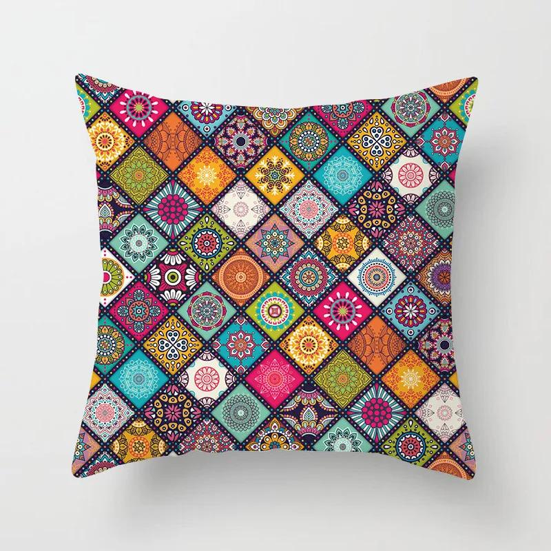 Bohemian Geometric Square Pillowcase Ethnic Retro Sofa Pillow Cover Home Decorative Cushion Cover 45x45cm Throw Pillow Case