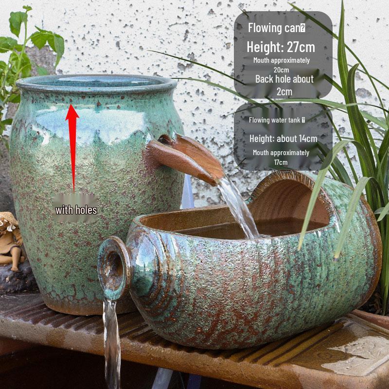 Komplettes Wasserfall-Dekoration Keramik-Aquarium mit zirkulierendem Wasser und Filter für die Wasserlandschaftsgestaltung.