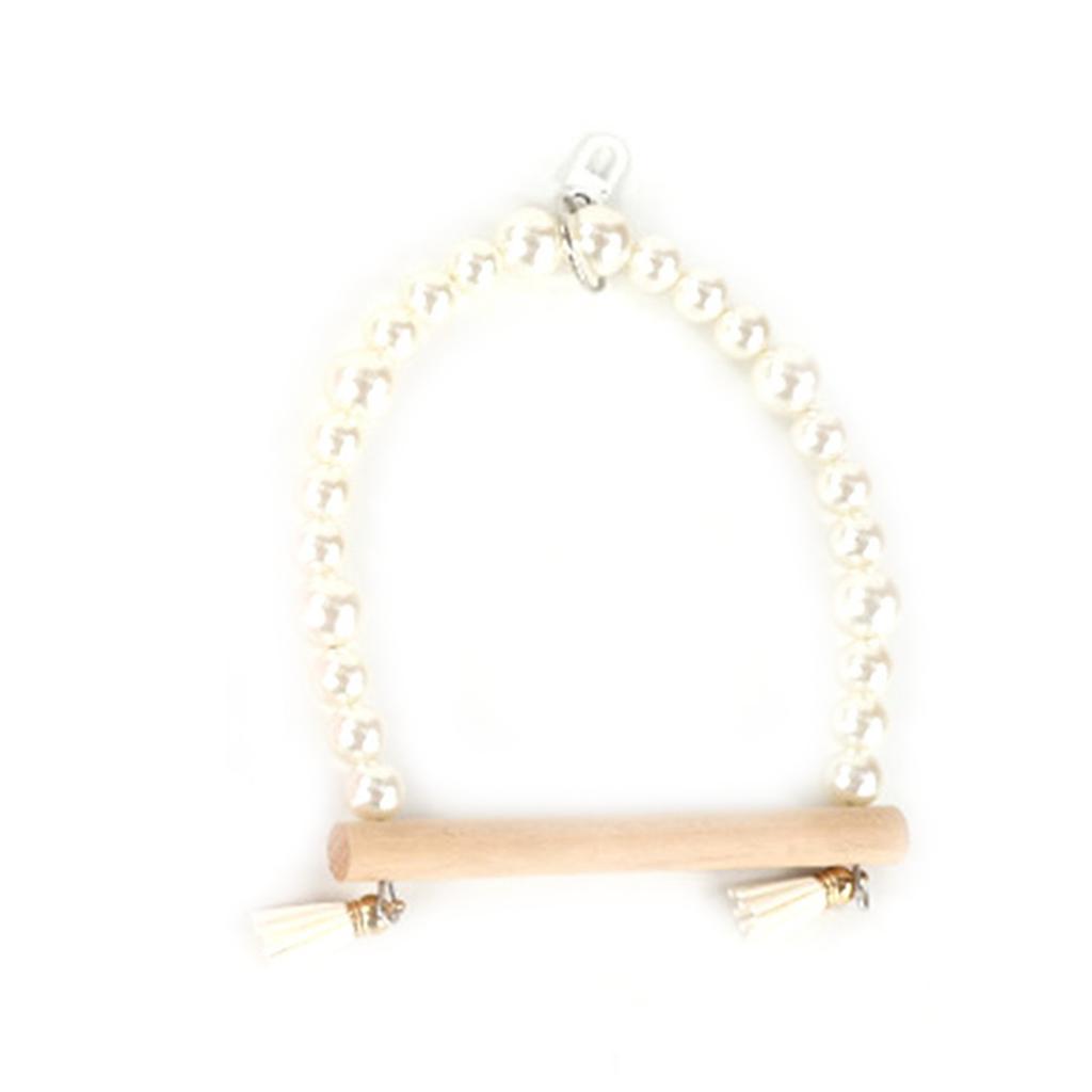 Parrots Bridge Hammock Swing Bridge Swing Standing Training Supplies Bridge Wood Hammock with Pearls Beads Toy