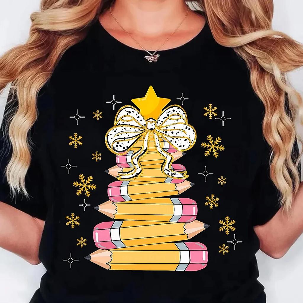 Christmas Tree Print Tshirts Women Unisexga Graphic Y2K Tee Harajuku Top FeUnisex Japanese Unisexga Designer Clothing