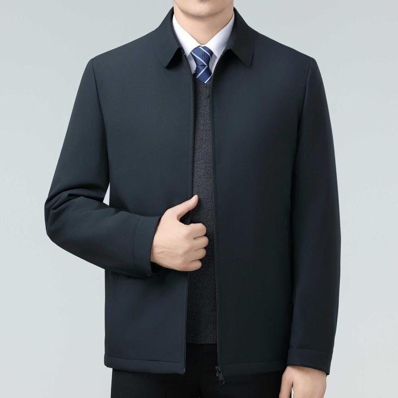 

Autumn and Winter Middle-aged Lapel Cotton Coat Men s Velvet Warm Casual Jacket Dad s Outfit Thickened Leader Cadre Jacket 170