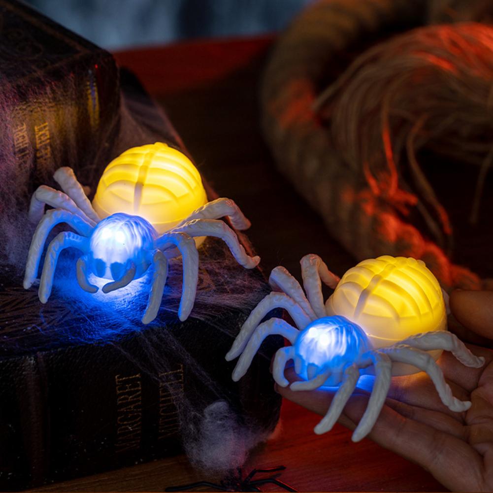 2/3/5Pcs Halloween Glowing Light Two-Color LED Spider Shape Night Light Portable Haunted House Halloween Decoration