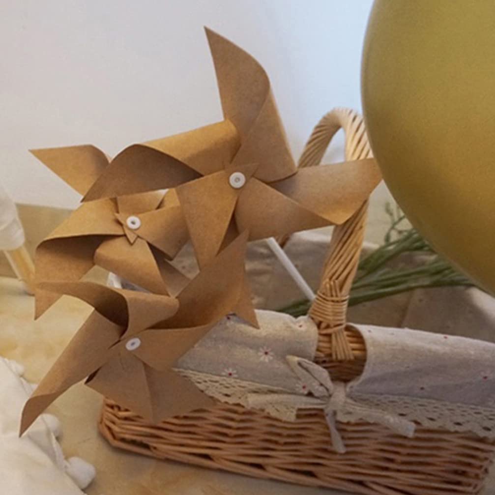 EXCEART 3-Piece Retro Paper Windmills for Outdoor Decorations and Photo Props for Birthday Parties