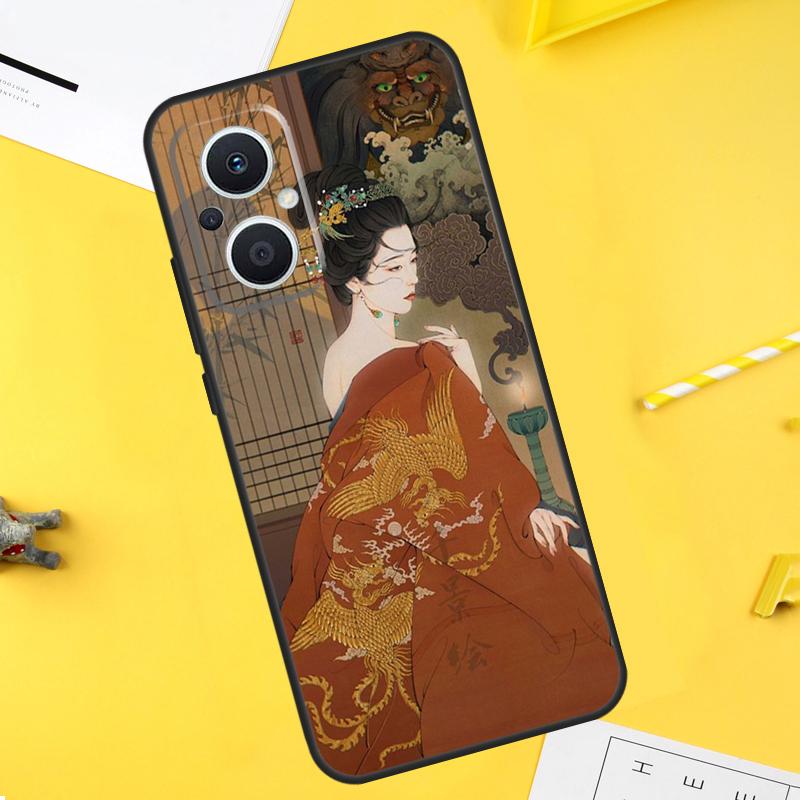 Japanische Kunst Kimono Tattoo Für OPPO Reno 10 11 12 13 14 Pro 7 8 Lite 8T 11F 12F 13F 14F OPPO Find X8 X5 X6 X9 Pro Hülle