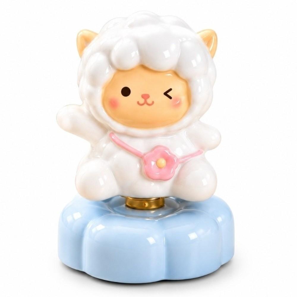 Moving Base Rotating Desk Ornament Porcelain Yearly Mascot Gift Cute Ceramic Sheep Spring Festival