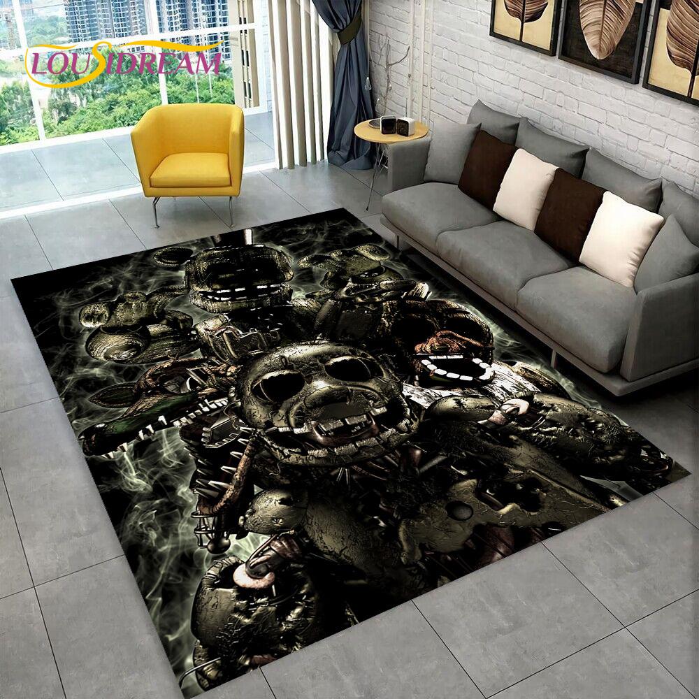 Horror Game FNAF Movie Freddy Bonnie Carpet Rug for Home Living Room Bedroom Sofa Doormat Decor,kids Play Area Rug Non-slip Mat