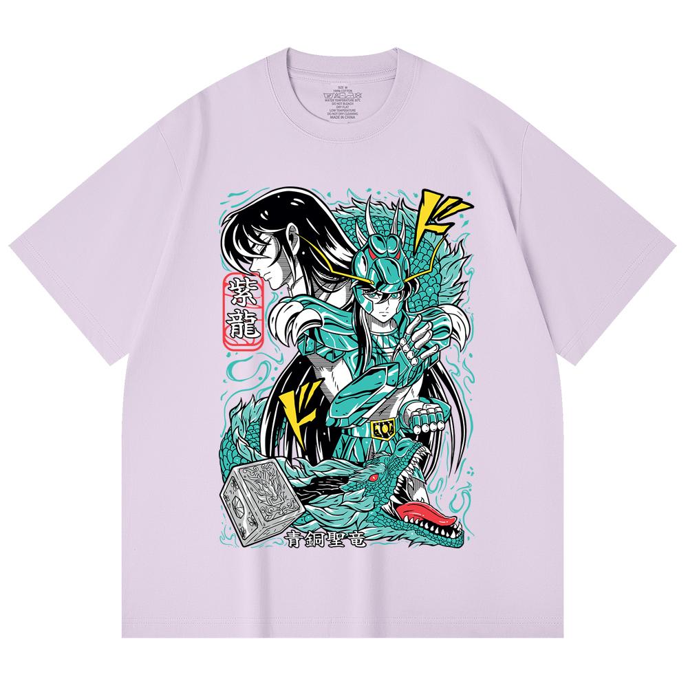 230 g/m² 100% Baumwolle Saint Seiya V8 Shiryu Druck Unisex Schweres Baumwoll-T-Shirt