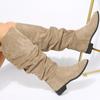 Women's Wrinkle Knee High Boots Autumn New Plus Size Flock Chunky Heel Thigh High Boots for Women Outdoor Casual Ladies Shoes